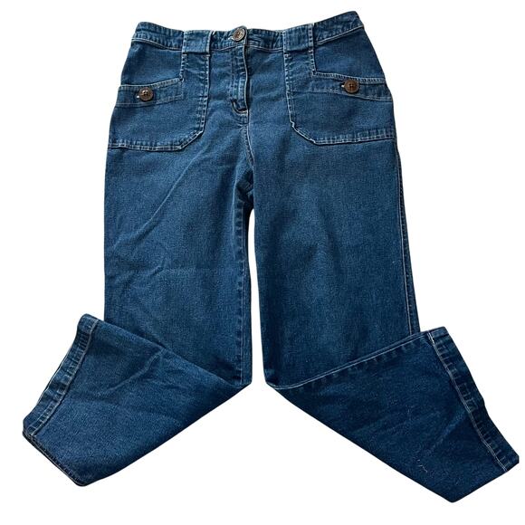 HANNAH STRETCH HI-RISE STRAIGHT LEG DENIM JEANS, WOMENS, 8, DENIM BLUE, POCKETS - Picture 6 of 10